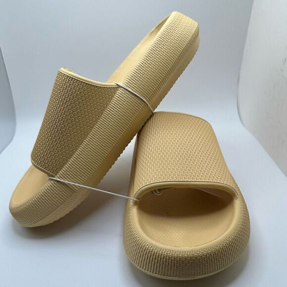 CUSHIONAIRE Women's Cloud Recovery Slide Sandals with +Comfort 9 YELLOW - Picture 7 of 7